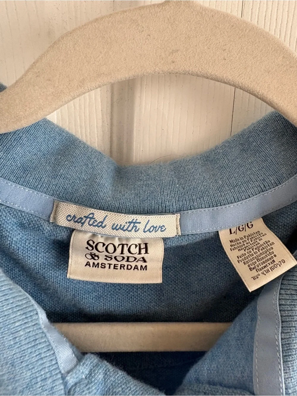 Scotch&Soda Heather Blue Pique Polo Shirt Boys L Preppy Academia Occasion Logo